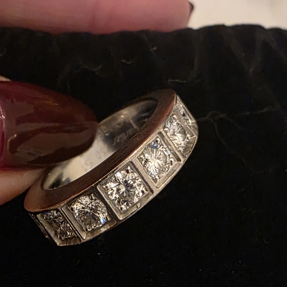 Cartier Unisex Diamond Wedding Band  Channel-Set Wide Band Ring White Gold 51